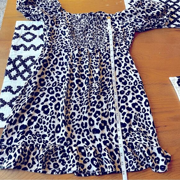 Sanctuary fresh breeze leopard print puff sleeve mini dress smocked size 6 - Picture 8 of 8
